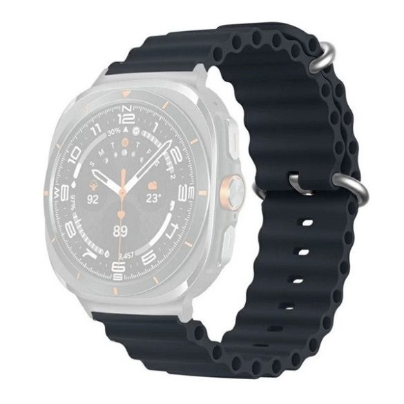 Samsung Galaxy Watch Ultra (47mm) SM-L705, szilikon pótszíj, állítható, hullámos kialakítás, sötétszürke