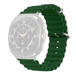 Samsung Galaxy Watch Ultra (47mm) SM-L705, szilikon pótszíj, állítható, hullámos kialakítás, sötétzöld