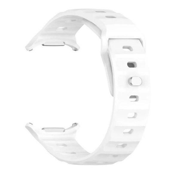 Samsung Galaxy Watch Ultra (47mm) SM-L705, szilikon pótszíj, légáteresztő, 3D homorú minta, fehér