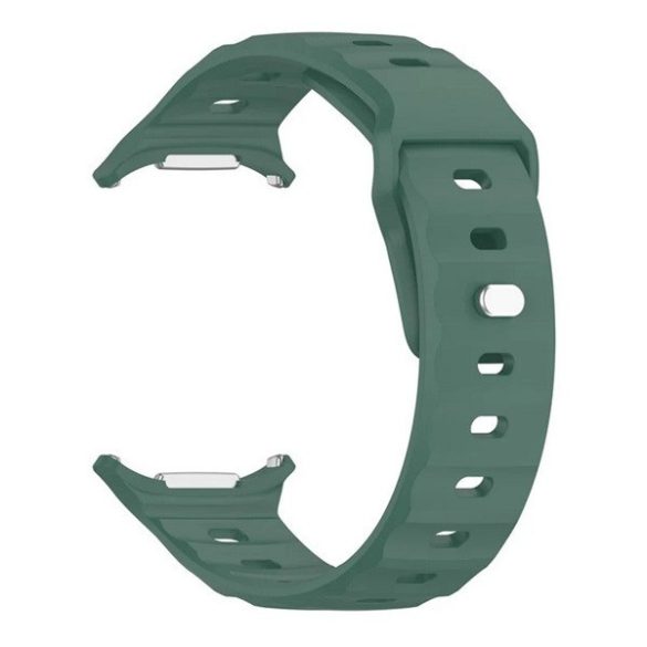 Samsung Galaxy Watch Ultra (47mm) SM-L705, szilikon pótszíj, légáteresztő, 3D homorú minta, sötétzöld