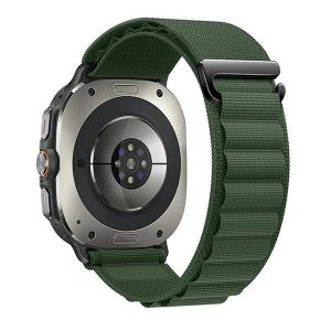 Samsung Galaxy Watch Ultra (47mm) SM-L705, textíl pótszíj, állítható, sötétzöld
