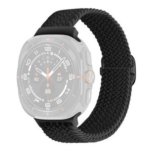 Samsung Galaxy Watch Ultra (47mm) SM-L705, textíl pótszíj, állítható, szőtt stílusú, fekete