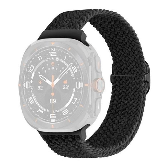 Samsung Galaxy Watch Ultra (47mm) SM-L705, textíl pótszíj, állítható, szőtt stílusú, fekete