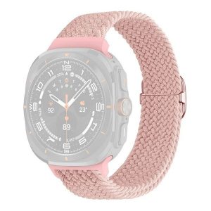 Samsung Galaxy Watch Ultra (47mm) SM-L705, textíl pótszíj, állítható, szőtt stílusú, rózsaszín