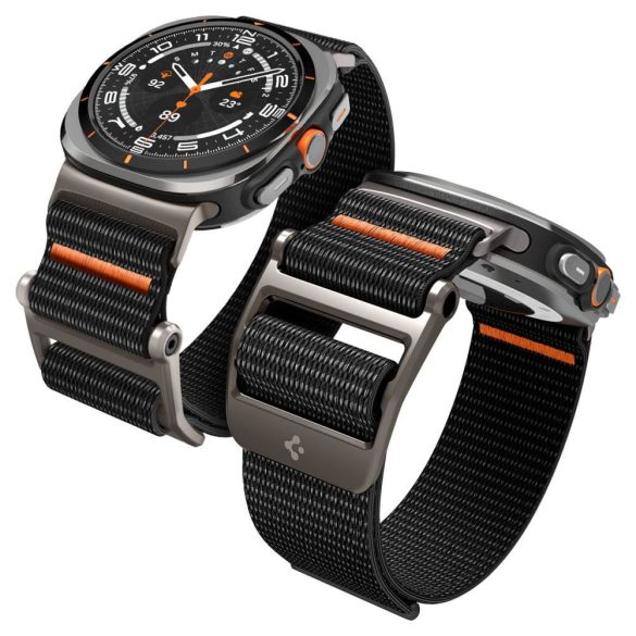 Samsung Galaxy Watch Ultra (47mm) SM-L705, textíl pótszíj, nylon, állítható, Spigen DuraPro Flex, fekete