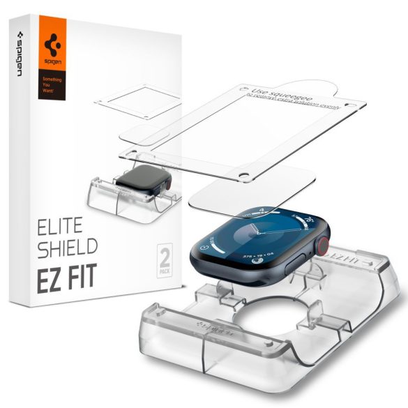 Apple Watch 10 (46 mm), Kijelzővédő fólia, hydrogél fólia (az íves részre is!), Spigen Elite Shield Ez Fit, Clear