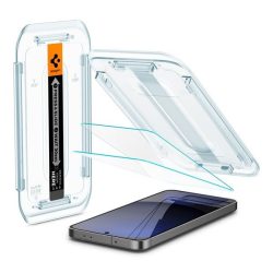   Samsung Galaxy S24 FE SM-S721, Kijelzővédő fólia, ütésálló fólia (az íves részre is!), Tempered Glass (edzett üveg), Spigen Ez Fit, Clear, 2 db / csomag
