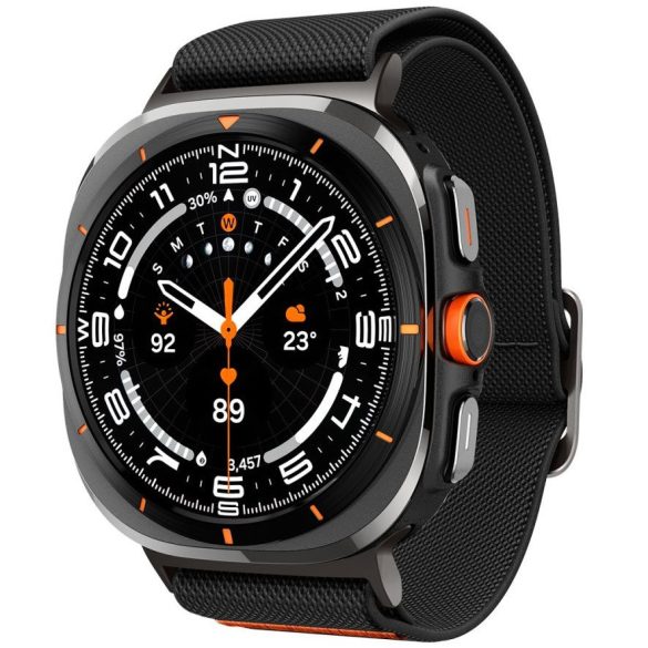 Samsung Galaxy Watch Ultra (47mm) SM-L705, szövet pótszíj, Spigen Lite Fit, fekete