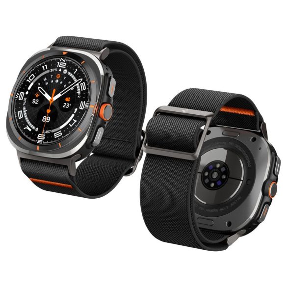 Samsung Galaxy Watch Ultra (47mm) SM-L705, szövet pótszíj, Spigen Lite Fit, fekete