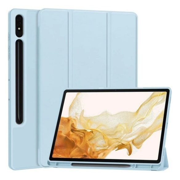 Samsung Galaxy Tab S9 Plus 12.4 / Tab S10 Plus 12.4 SM-X810 / X816B / X820 / X826B, mappa tok, Trifold, érintőceruza tartó, világoskék
