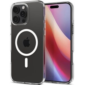 Apple iPhone 16 Pro, Szilikon tok, Magsafe töltővel kompatibilis, Spigen Crystal Flex Mag, átlátszó