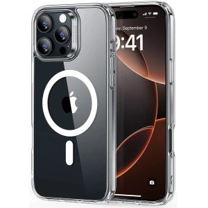 Apple iPhone 16 Pro, Szilikon tok, közepesen ütésálló, légpárnás sarok, Magsafe kompatibilis, ESR Classic Hybrid HaloLock, átlátszó