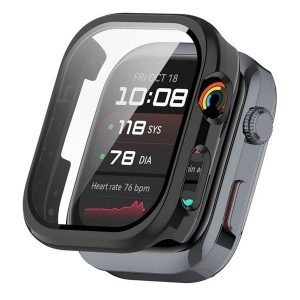 Huawei Watch D2, Műanyag védőkeret, kijelzővédő üveggel, közepesen ütésálló, szíj nélkül, fekete