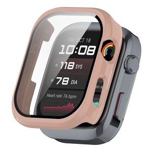 Huawei Watch D2, Műanyag védőkeret, kijelzővédő üveggel, közepesen ütésálló, szíj nélkül, rózsaszín