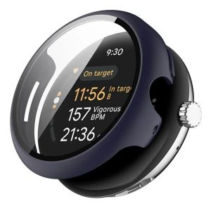 Google Pixel Watch 3 (45 mm), Műanyag védőkeret, kijelzővédő üveggel, közepesen ütésálló, szíj nélkül, sötétkék