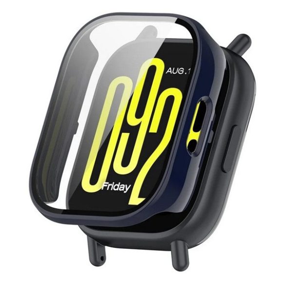 Xiaomi Redmi Watch 5 Lite, Műanyag védőkeret, kijelzővédő üveggel, közepesen ütésálló, szíj nélkül, sötétkék