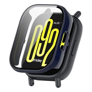 Xiaomi Redmi Watch 5 Active, Műanyag védőkeret, kijelzővédő üveggel, közepesen ütésálló, szíj nélkül, sötétkék
