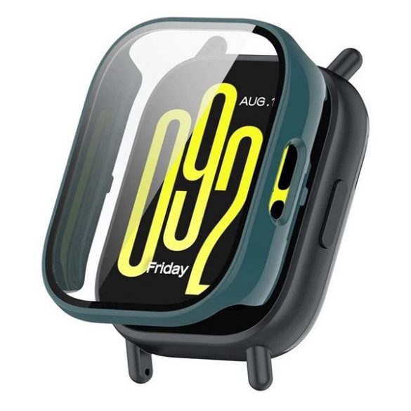 Xiaomi Redmi Watch 5 Active, Műanyag védőkeret, kijelzővédő üveggel, közepesen ütésálló, szíj nélkül, sötétzöld
