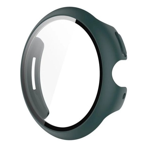 Google Pixel Watch 3 (41 mm), Műanyag védőkeret, kijelzővédő üveggel, közepesen ütésálló, szíj nélkül, sötétzöld