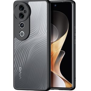 Vivo V40, Műanyag hátlap védőtok + szilikon keret, hullám minta, Dux Ducis Aimo, áttetsző/fekete