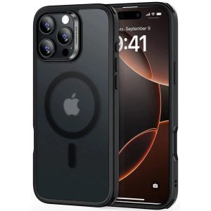 Apple iPhone 16 Pro Max, Szilikon tok, közepesen ütésálló, légpárnás sarok, Magsafe kompatibilis, ESR Classic Hybrid HaloLock, áttetsző/fekete