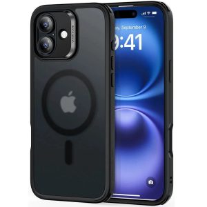 Apple iPhone 16, Szilikon tok, közepesen ütésálló, légpárnás sarok, Magsafe kompatibilis, ESR Classic Hybrid HaloLock, áttetsző/fekete