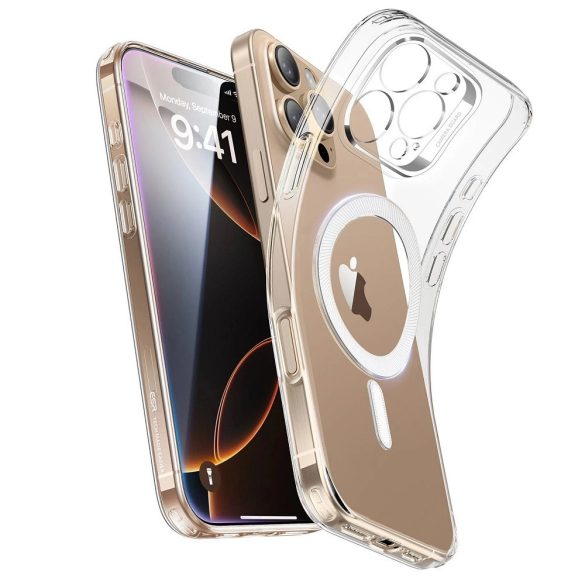 Apple iPhone 16 Pro, Szilikon tok, ultravékony, közepesen ütésálló, légpárnás sarok, Magsafe kompatibilis, ESR Project Zero HaloLock, átlátszó
