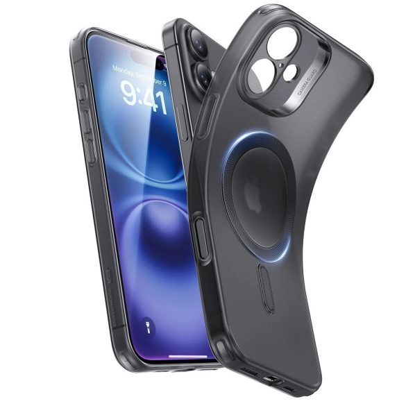 Apple iPhone 16, Szilikon tok, ultravékony, közepesen ütésálló, légpárnás sarok, Magsafe kompatibilis, ESR Project Zero HaloLock, áttetsző/fekete