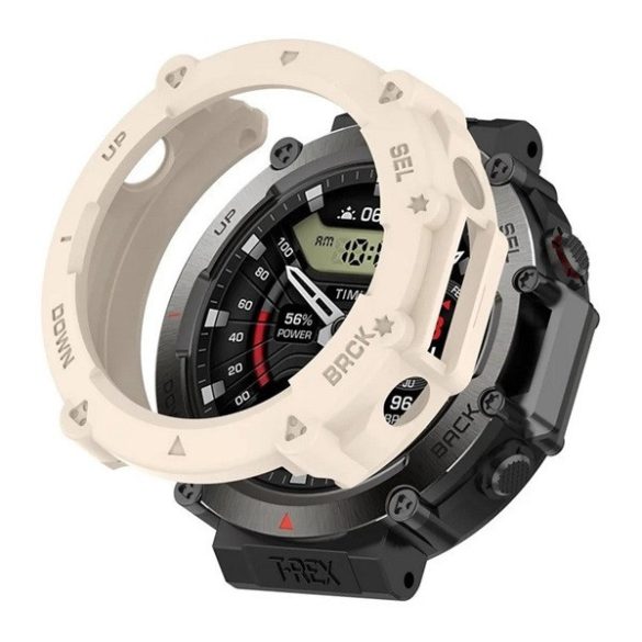 Amazfit T-Rex Ultra, Szilikon védőkeret, közepesen ütésálló, szíj nélkül, krém