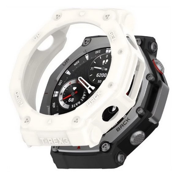 Amazfit T-Rex 3, Szilikon védőkeret, közepesen ütésálló, szíj nélkül, fehér