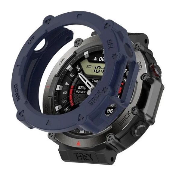 Amazfit T-Rex Ultra, Szilikon védőkeret, közepesen ütésálló, szíj nélkül, sötétkék