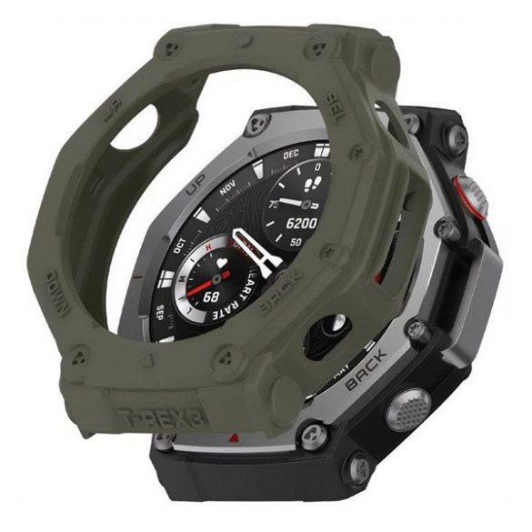 Amazfit T-Rex 3, Szilikon védőkeret, közepesen ütésálló, szíj nélkül, sötétzöld
