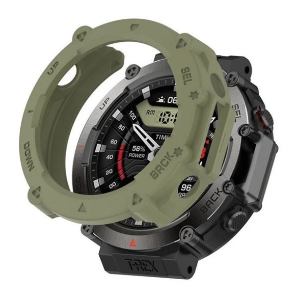 Amazfit T-Rex Ultra, Szilikon védőkeret, közepesen ütésálló, szíj nélkül, sötétzöld
