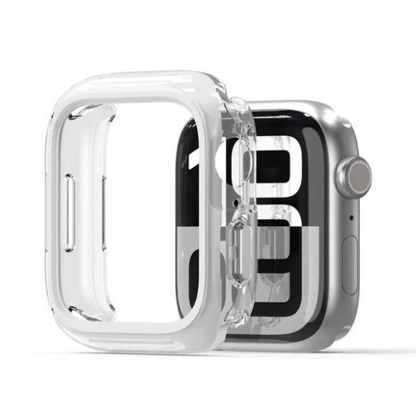 Apple Watch 10 (42 mm), Műanyag + szilikon védőkeret, szíj nélkül, közepesen ütésálló, Dux Ducis Camo, átlátszó/fehér