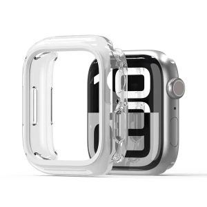 Apple Watch 10 (46 mm), Műanyag + szilikon védőkeret, szíj nélkül, közepesen ütésálló, Dux Ducis Camo, átlátszó/fehér