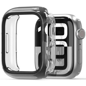 Apple Watch 10 (42 mm), Műanyag + szilikon védőkeret, szíj nélkül, közepesen ütésálló, Dux Ducis Camo, átlátszó/fekete