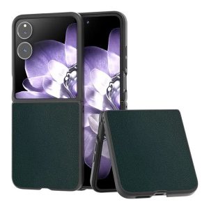 Xiaomi Mix Flip, Műanyag hátlap védőtok, bőrhatású hátlap, sötétzöld