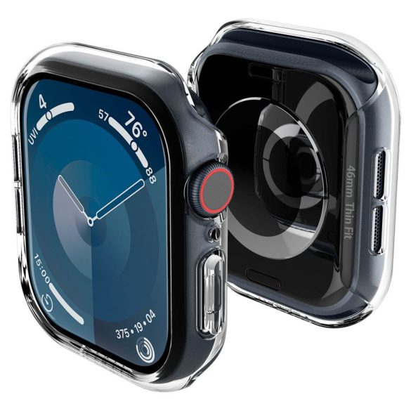Apple Watch 10 (46 mm), Műanyag védőkeret, szíj nélkül, Spigen Thin Fit, átlátszó