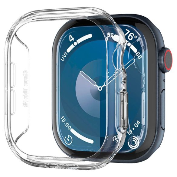 Apple Watch 10 (42 mm), Műanyag védőkeret, szíj nélkül, Spigen Thin Fit, átlátszó
