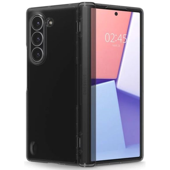 Samsung Galaxy Z Fold6 SM-F956B, Műanyag hátlap védőtok + szilikon keret, közepesen ütésálló, zsanérvédő, Spigen Ultra Hybrid Pro, áttetsző/szürke