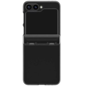 Samsung Galaxy Z Flip6 SM-F741B, Műanyag hátlap védőtok + szilikon keret, közepesen ütésálló, zsanérvédő, Spigen Ultra Hybrid Pro, áttetsző/szürke