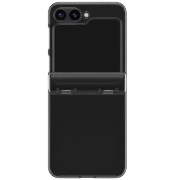 Samsung Galaxy Z Flip6 SM-F741B, Műanyag hátlap védőtok + szilikon keret, közepesen ütésálló, zsanérvédő, Spigen Ultra Hybrid Pro, áttetsző/szürke