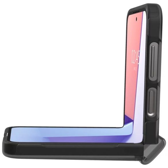 Samsung Galaxy Z Flip6 SM-F741B, Műanyag hátlap védőtok + szilikon keret, közepesen ütésálló, zsanérvédő, Spigen Ultra Hybrid Pro, áttetsző/szürke