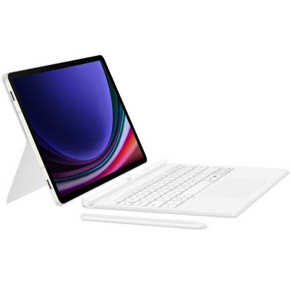 Samsung Galaxy Tab S9 11.0 SM-X710 / X716B, Bluetooth billentyűzetes mappa tok, mágneses rögzítés, stand, érintőceruza tartó, Samsung Book Cover Keyboard AI, fehér, gyári