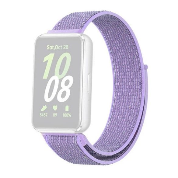 Samsung Galaxy Fit3 SM-R390, textíl pótszíj, nylon, tépőzáras, állítható, légáteresztő, lila
