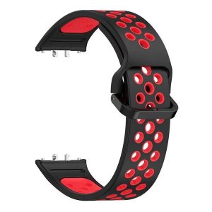 Samsung Galaxy Fit3 SM-R390, szilikon pótszíj, lyukacsos, légáteresztő, fekete/piros