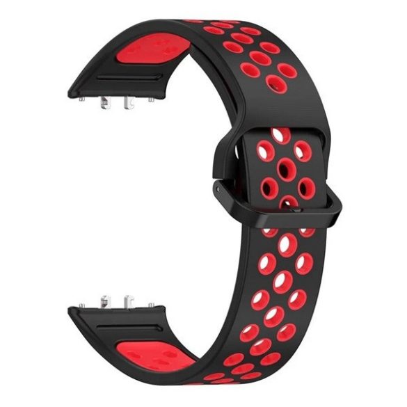 Samsung Galaxy Fit3 SM-R390, szilikon pótszíj, lyukacsos, légáteresztő, fekete/piros