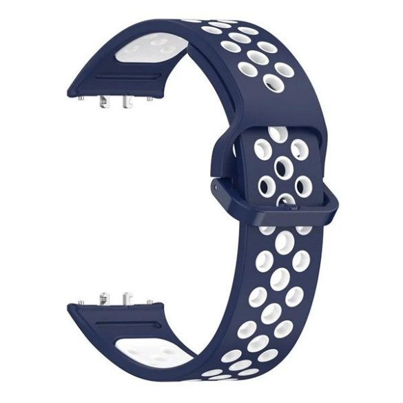 Samsung Galaxy Fit3 SM-R390, szilikon pótszíj, lyukacsos, légáteresztő, fekete/sötétkék