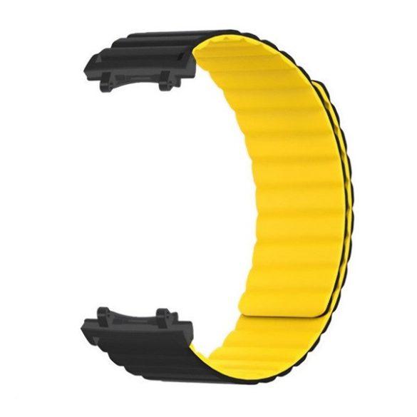 Amazfit T-Rex 3, szilikon pótszíj, mágneses zár, 3D minta, fekete/sárga