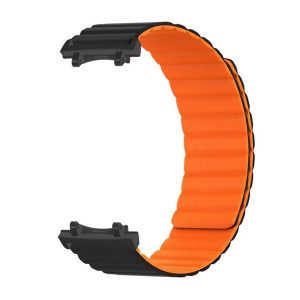 Amazfit T-Rex 3, szilikon pótszíj, mágneses zár, 3D minta, fekete/narancssárga